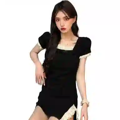 哒头下雨不愁 气质舒适优雅短袖连衣裙 女款