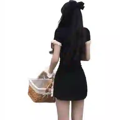 哒头下雨不愁 气质舒适优雅短袖连衣裙 女款