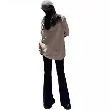 哒头下雨不愁 纯色高腰修身休闲裤 女款 黑色