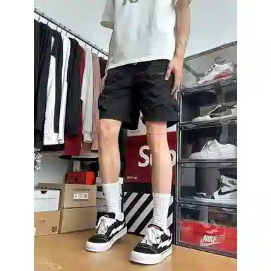 黑马漫画 机能工装薄款多口袋速干美式五分休闲短裤 男女同款