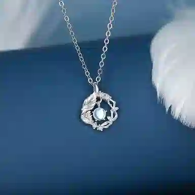 【S999纯银】 佐卡伊 蓝桉与鸟 浪漫灵动森系梦幻羽毛 气质清冷高级简约小众百搭#好运 足银 琉璃 项链 女款