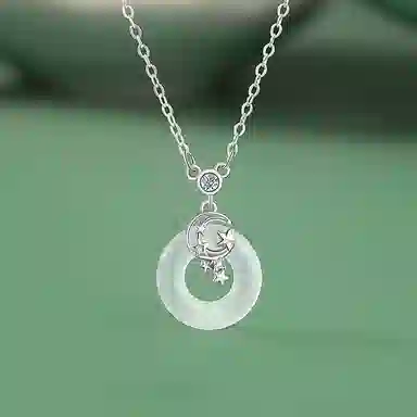 佐卡伊 星月平安扣 好运常在圆满幸福温柔气质优雅气质小众百搭高级浪漫感#好运 玉髓 玉石项链 女款