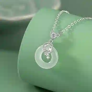 佐卡伊 星月平安扣 好运常在圆满幸福温柔气质优雅气质小众百搭高级浪漫感#好运 玉髓 玉石项链 女款