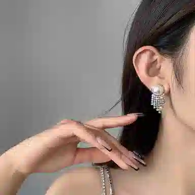 彤彤兔 复古镶钻耳环女温柔港风百搭设计感耳饰 合金树脂 耳钉 女款