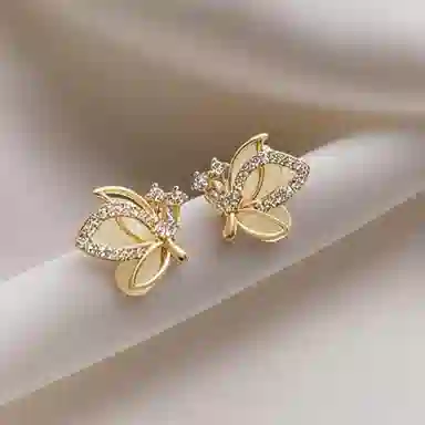 彤彤兔 百搭时尚高级感轻奢蝴蝶耳环潮小众气质耳饰#好运 合金树脂 耳钉 女款