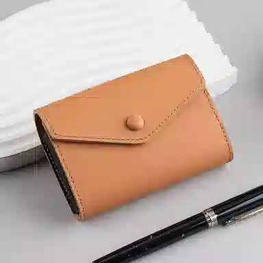 掐尖 风琴卡片包卡套名片夹证件包真皮零钱包 头层牛皮 卡包 男女同款情侣款 黑色 棕色