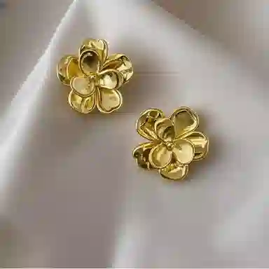 彤彤兔 轻奢花朵耳饰 复古清新时尚精致高级感 合金 耳钉 女款