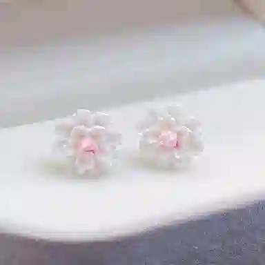 彤彤兔 百搭韩版山茶花耳环气质小巧甜美精致花朵耳饰 树脂 耳钉 女款