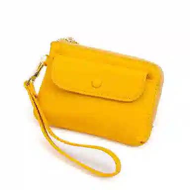 掐尖 纯色简约短款手拎小钱袋真皮收纳钥匙圈硬币包 头层牛皮 零钱包 男女同款情侣款 多色