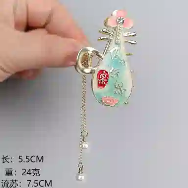 彤彤兔 中国风古典琵琶蝴蝶抓夹盘发发饰后脑勺夹子#好运 锌合金 发夹 女款