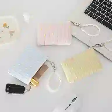 掐尖 碎花绗缝口红收纳包女士硬币包耳机数据线小钱袋 帆布 零钱包 女款 蓝色 黄色 粉色