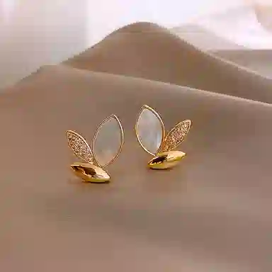 彤彤兔 时尚百搭个性叶子耳环女潮流简约小巧精致耳饰品 合金 耳钉 女款