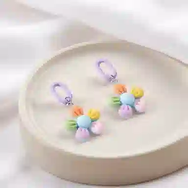 彤彤兔 糖果色花朵耳环日韩时尚甜美耳坠可爱耳饰 树脂 耳钉 女款