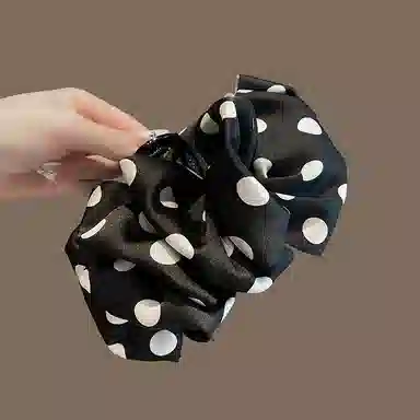 彤彤兔 波点云朵大号抓夹泡泡高级感蝴蝶结后脑勺鲨鱼夹#好运 布艺 发夹 女款