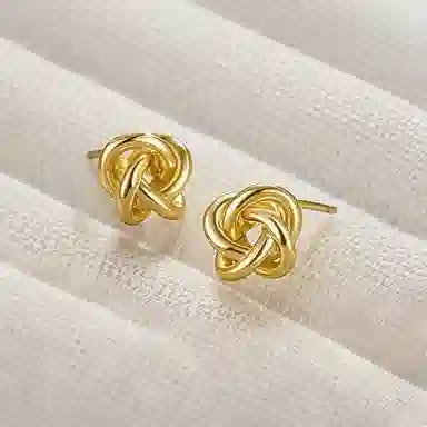 彤彤兔 日韩简约小众设计感缠绕麻花耳环复古精致百搭镂空立体感耳饰品 合金 耳钉 女款