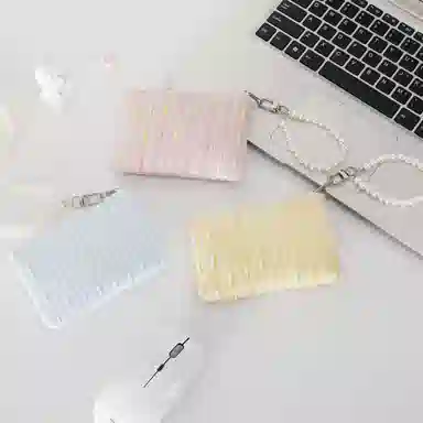 掐尖 碎花绗缝口红收纳包女士硬币包耳机数据线小钱袋 帆布 零钱包 女款 蓝色 黄色 粉色