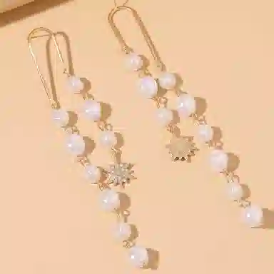 彤彤兔 欧美风长款流苏链条耳坠气质百搭耳饰女 合金树脂 耳环 女款