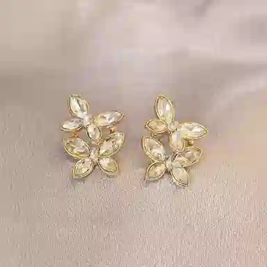 彤彤兔 双层蝴蝶耳环小众复古轻奢高级感气质百搭耳饰#好运 合金树脂 耳钉 女款