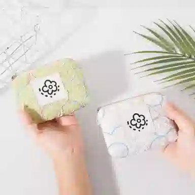 掐尖 小巧便携可爱简约口红精致收纳硬币 帆布 零钱包 常规 女款 咖色/白色/粉色/绿色