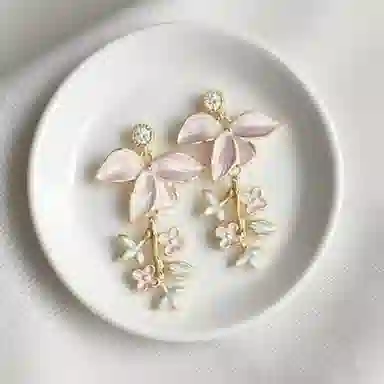 彤彤兔 浪漫超仙法式复古滴釉彩色花朵耳环轻奢高级感小众耳饰 合金 耳钉 女款