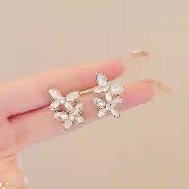 彤彤兔 双层蝴蝶耳环小众复古轻奢高级感气质百搭耳饰#好运 合金树脂 耳钉 女款