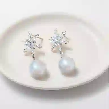 彤彤兔 百搭气质轻奢雪花耳环小众设计高级感耳饰 合金树脂 耳钉 女款