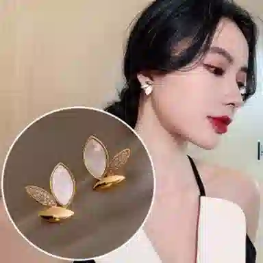 彤彤兔 时尚百搭个性叶子耳环女潮流简约小巧精致耳饰品 合金 耳钉 女款