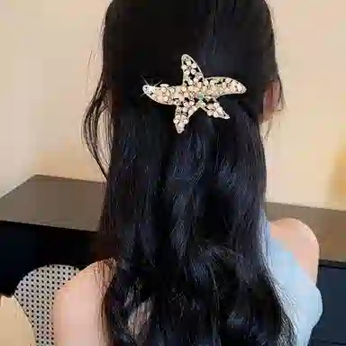 彤彤兔 海星弹簧夹发饰个性风时尚山茶花半扎发后脑勺横夹发饰 锌合金 发夹 女款