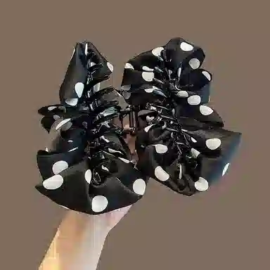 彤彤兔 波点云朵大号抓夹泡泡高级感蝴蝶结后脑勺鲨鱼夹#好运 布艺 发夹 女款