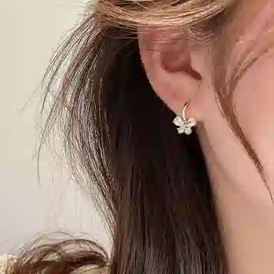 彤彤兔 蝴蝶结耳扣高级简约甜美风百搭耳圈潮流时尚耳饰品#好运 合金树脂 耳环 女款