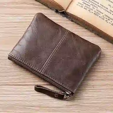 掐尖 复古硬币散钱收纳包真皮车钥匙银行卡片证件包 牛皮 零钱包 男女同款情侣款 咖啡色/棕色