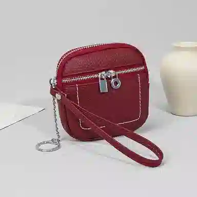 掐尖 简约纯色小巧精致 头层牛皮 零钱包 常规 男女同款情侣款 多色