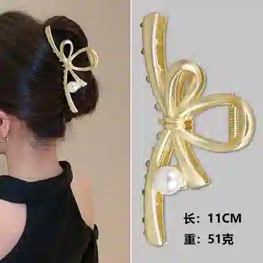 彤彤兔 磨砂质感金属蝴蝶结简约百搭高级感盘发#好运 树脂 发夹 女款