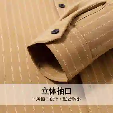 红豆 保暖加绒加厚假两件翻领休闲衬衣竖条纹亲肤舒适长袖上衣衬衫 男款