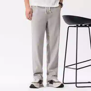 红豆 凉感透气亚麻舒适纯色宽松直筒轻商务日常百搭长裤西裤休闲裤 男款