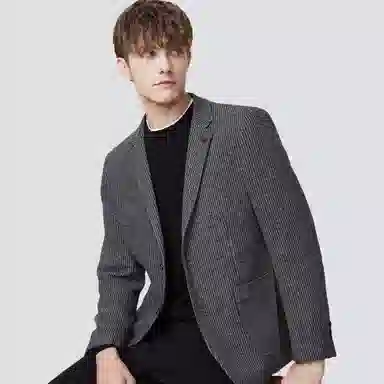 红豆 纯色商务休闲长袖西装 男款 气质灰