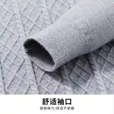 红豆 高克重假两件高档提花衬衫领保暖厚毛衣柔软打底衫上衣针织衫 男款