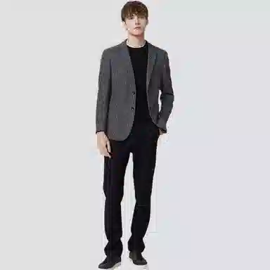 红豆 纯色商务休闲长袖西装 男款 气质灰