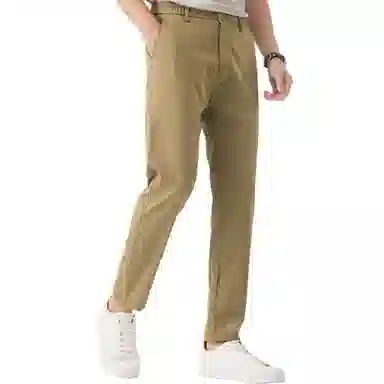 红豆 纯色中腰透气九分休闲裤 男款