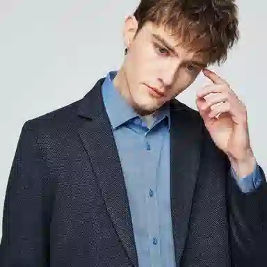 红豆 商务易打理通勤纯色西装 男款 灰蓝