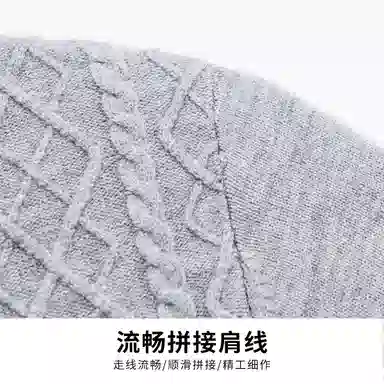 红豆 高克重假两件高档提花衬衫领保暖厚毛衣柔软打底衫上衣针织衫 男款