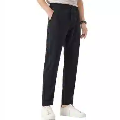 红豆 纯色中腰透气九分休闲裤 男款