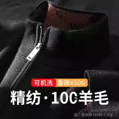 红豆 全羊毛精纺可机洗羊毛衫秋冬半高领毛衣打底衫半拉链上衣针织衫 男款