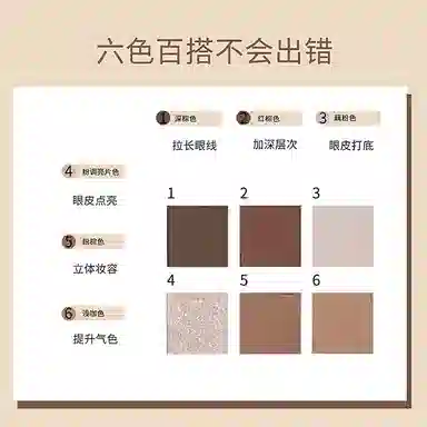 蒂洛薇 六色 眼影盘大地色系 不卡粉不脱妆持久润泽清透烟熏自然防水彩妆