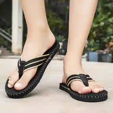 南极人 复古简约时尚休闲舒适 防磨防滑人字拖鞋 男款