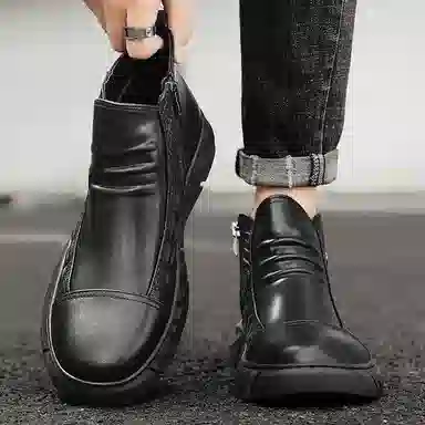 Nanjiren Croc-Texture Ankle Boots