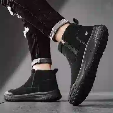 南极人 合成革 厚底 舒适百搭 户外简约潮流时尚 短靴 男款