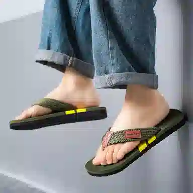 南极人 拼色潮流居家户外休闲 防磨防滑人字拖鞋 男款