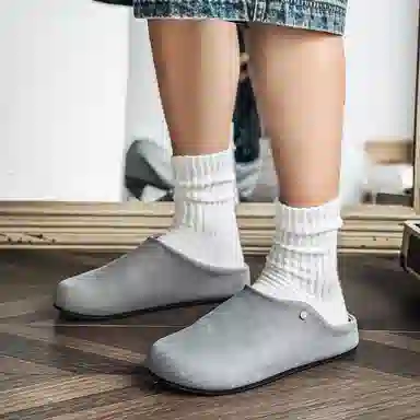 南极人 勃肯复古轻奢高级感软底舒适通勤 橡胶底 静音防磨包头拖鞋 男款