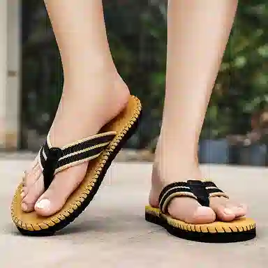 南极人 复古简约时尚休闲舒适 防磨防滑人字拖鞋 男款